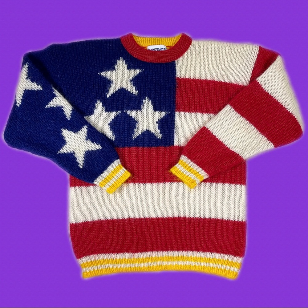 80s Patriotic American Flag Sweater